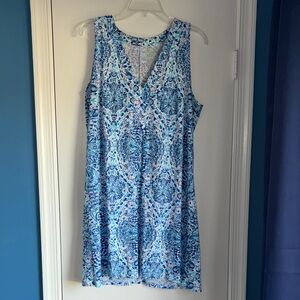 Lilly Pulitzer Blue Mosaic Print V-Neck Sleeveless Dress